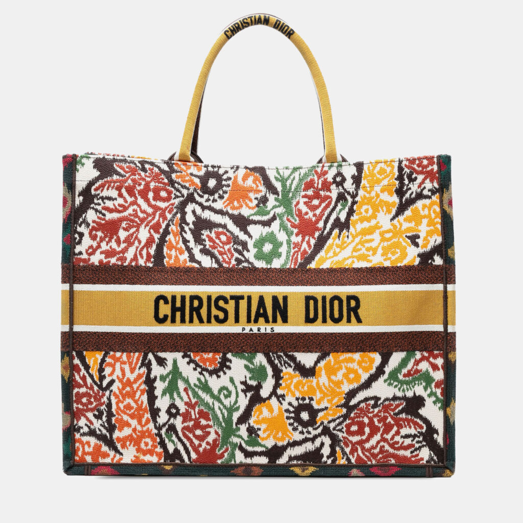 Dior Yellow Large Embroidered Canvas Paisley Book Tote Dior Yellow Large Embroidered Canvas Paisley Book Tote