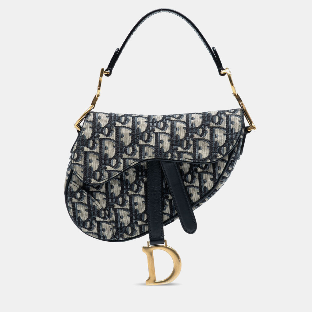 Dior Navy Blue Mini Oblique Canvas Saddle Bag Dior Navy Blue Mini Oblique Canvas Saddle Bag