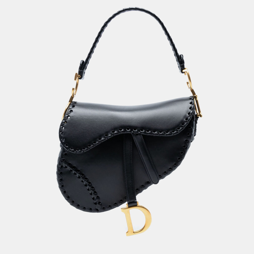 Dior Black Smooth Calfskin Braided Saddle Bag Dior Black Smooth Calfskin Braided Saddle Bag
