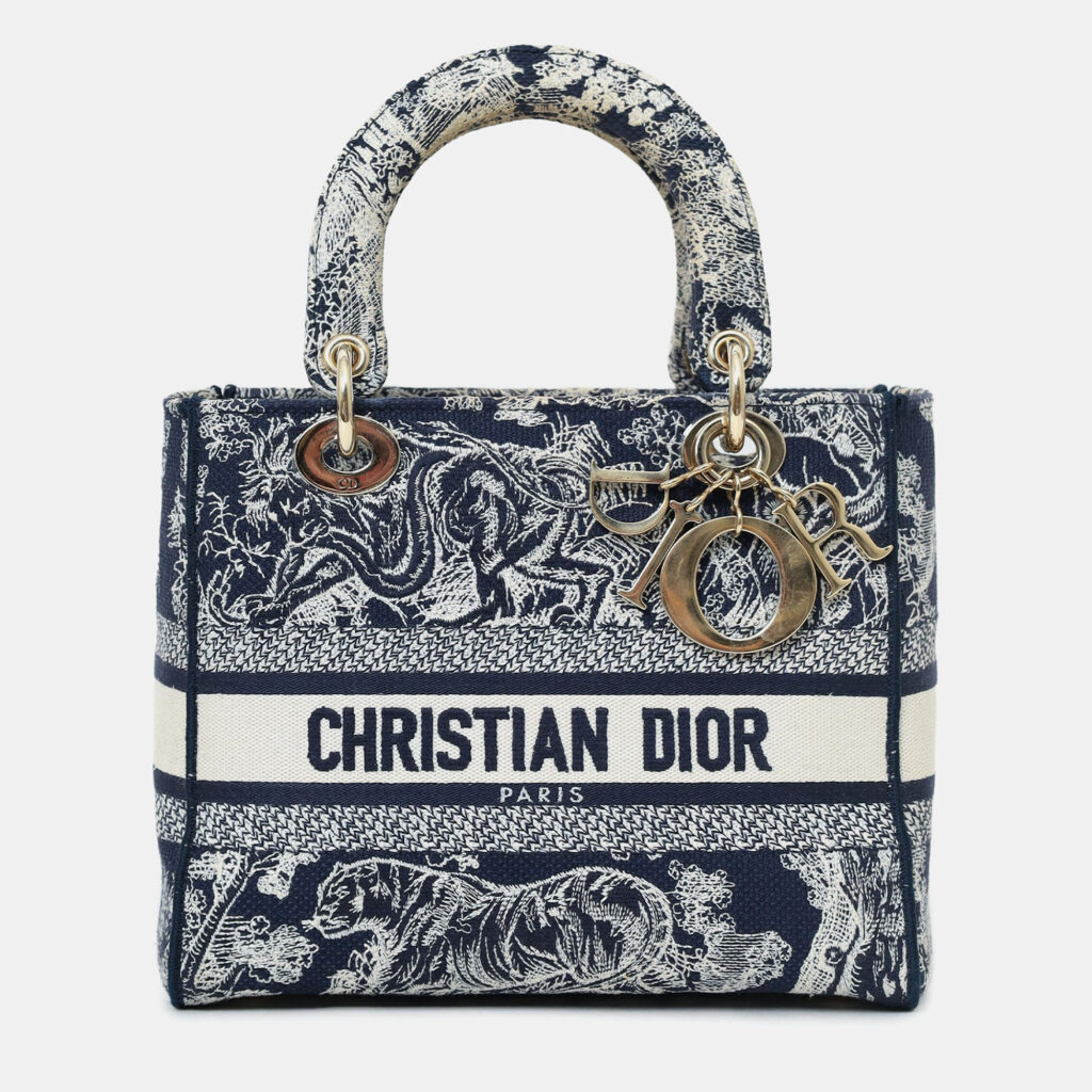 luxury-women-dior-used-handbags-p1247783-004-1.jpg Christian Dior Black/White Toile de Jouy 'Lady D-Lite' Top Handle with Strap