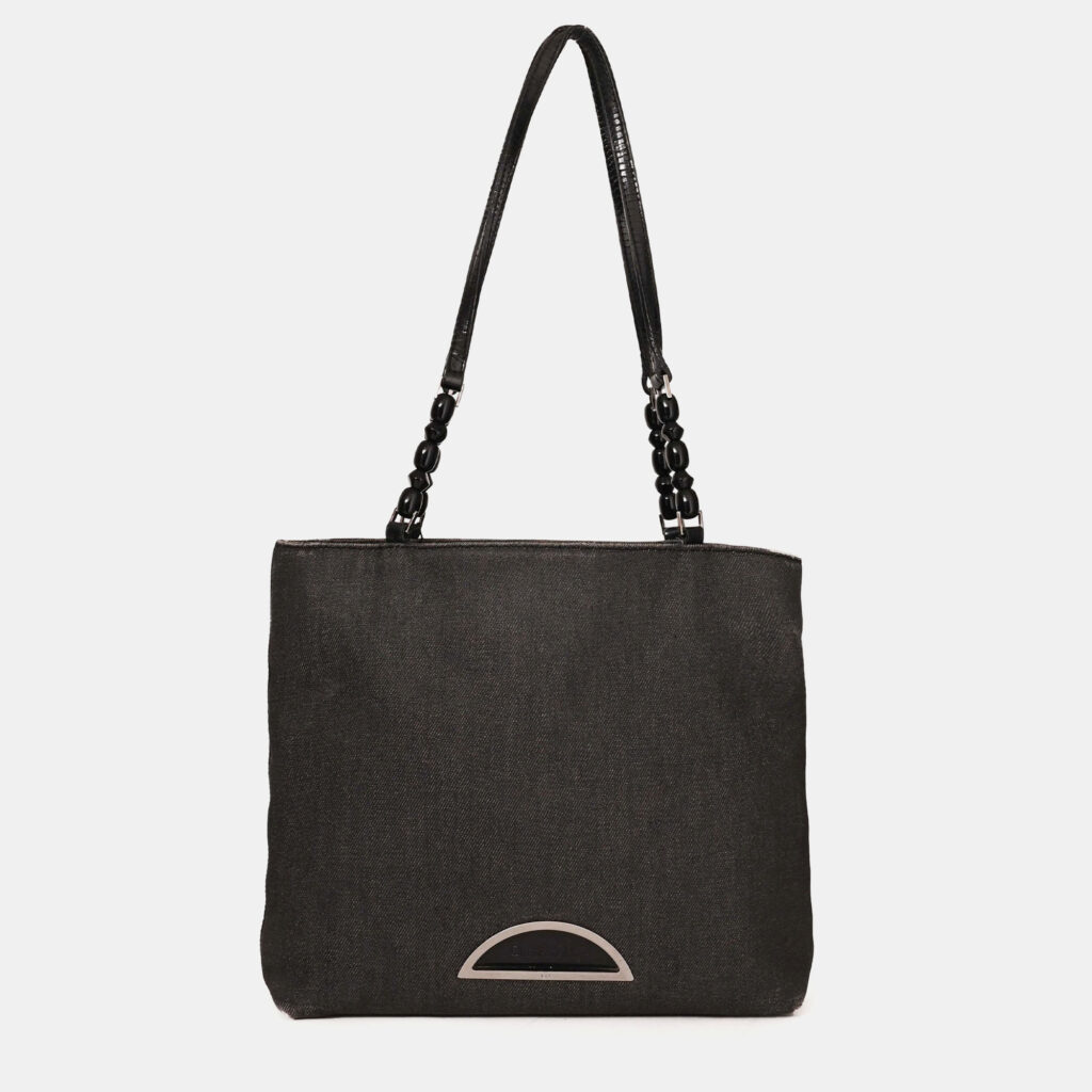 Christian Dior 2001 Grey Denim Maris Pearl Tote Christian Dior 2001 Grey Denim Maris Pearl Tote