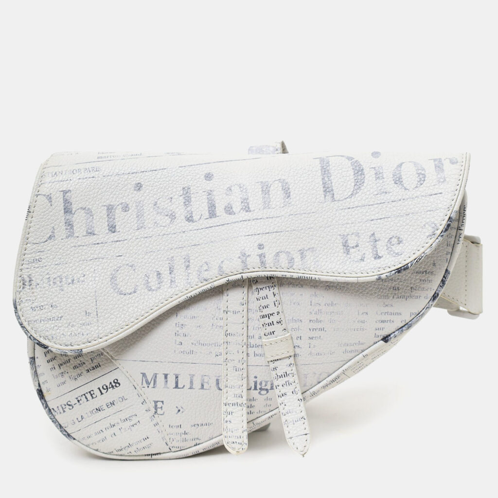 Christian Dior x Daniel Arsham 2019 White/Grey Newspaper Printed Saddle Bag Christian Dior x Daniel Arsham 2019 White/Grey Newspaper Printed Saddle Bag