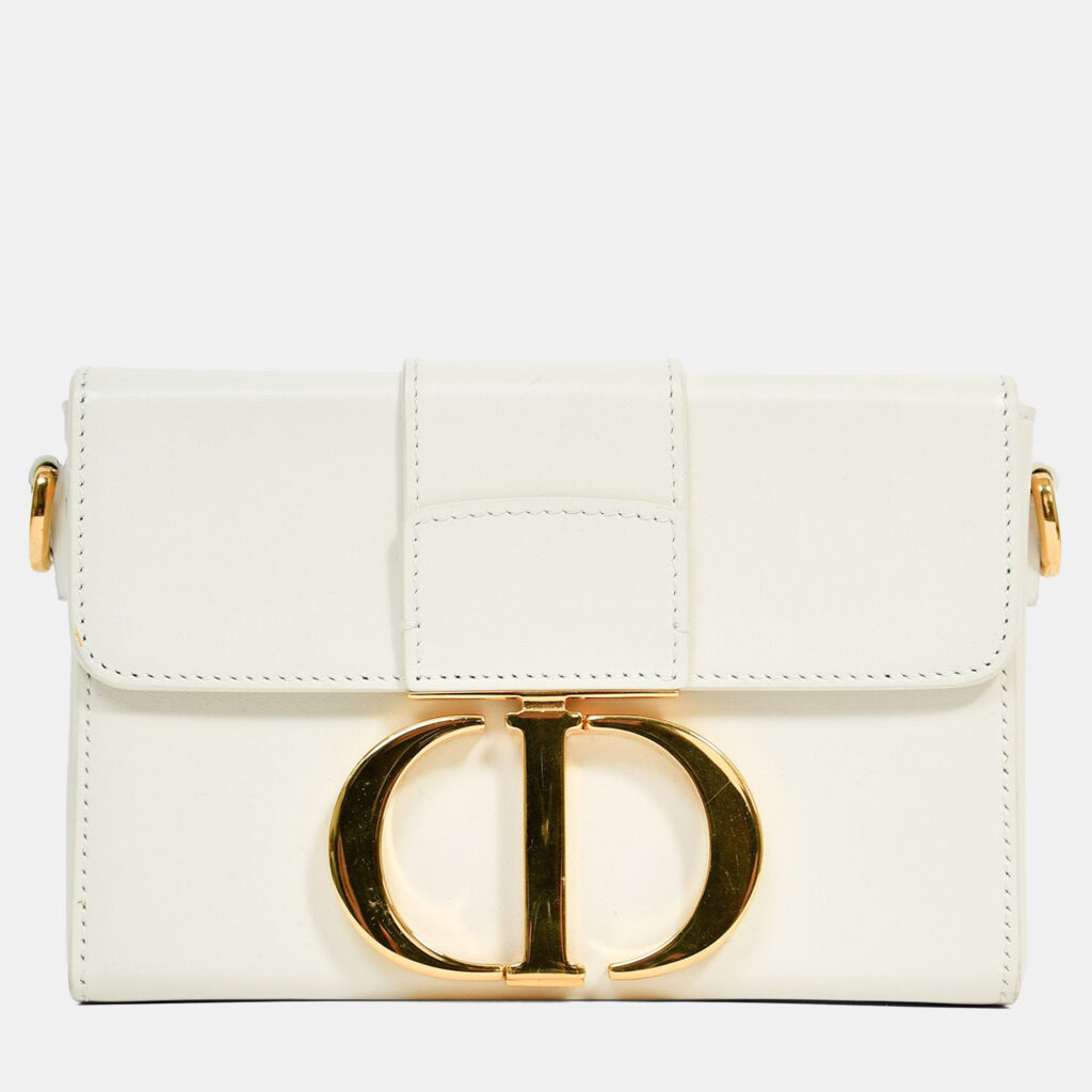 Christian Dior White Leather 'Sac 30 Montaigne Mini' Crossbody Christian Dior White Leather 'Sac 30 Montaigne Mini' Crossbody
