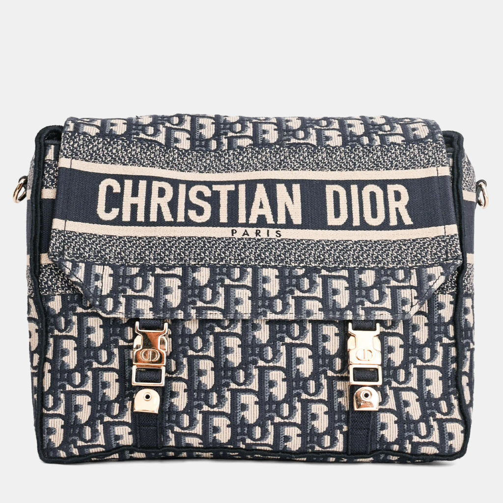 Christian Dior 2022 Navy Oblique Medium Diorcamp Bag Christian Dior 2022 Navy Oblique Medium Diorcamp Bag