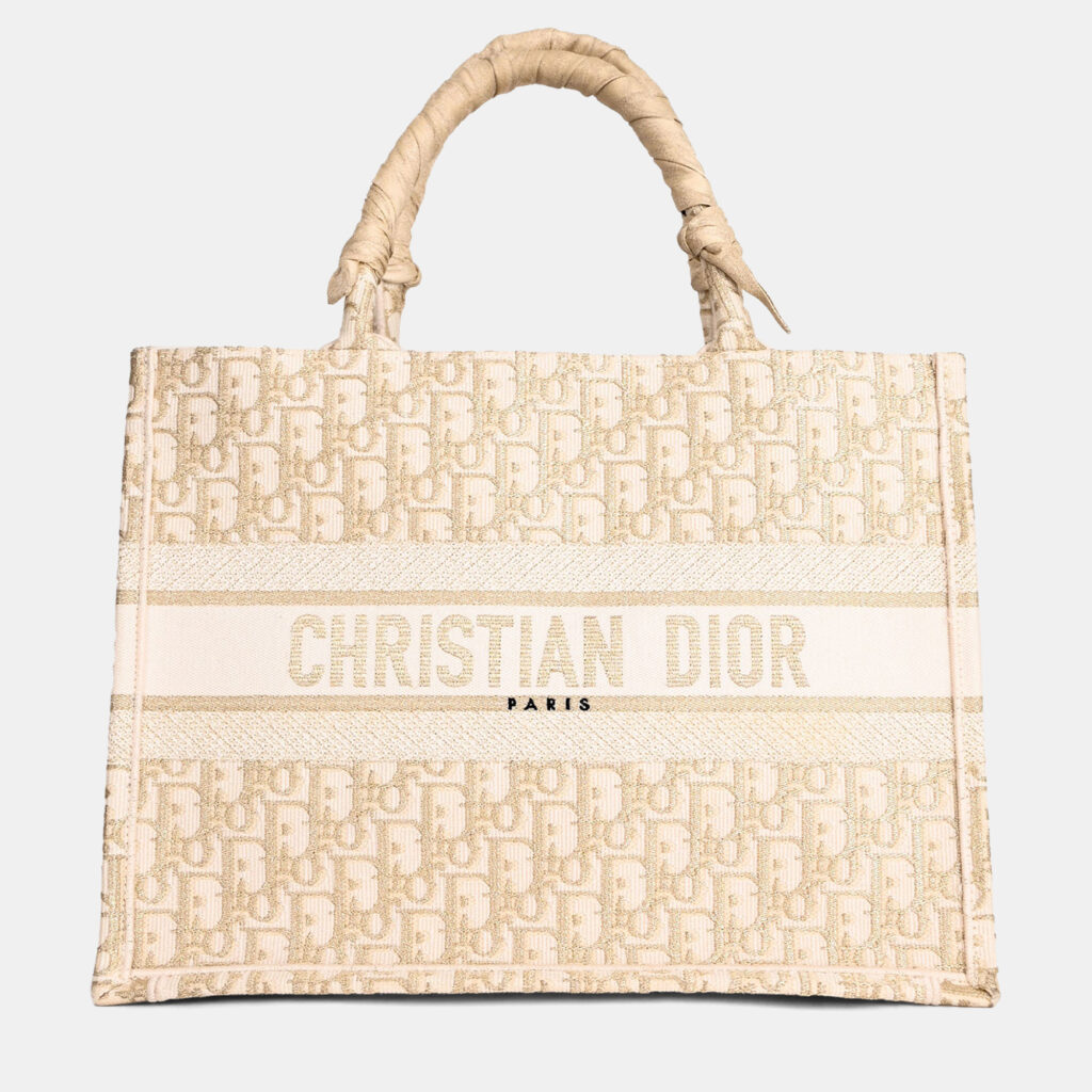 Christian Dior 2023 Gold Monogram Medium Book Tote Christian Dior 2023 Gold Monogram Medium Book Tote