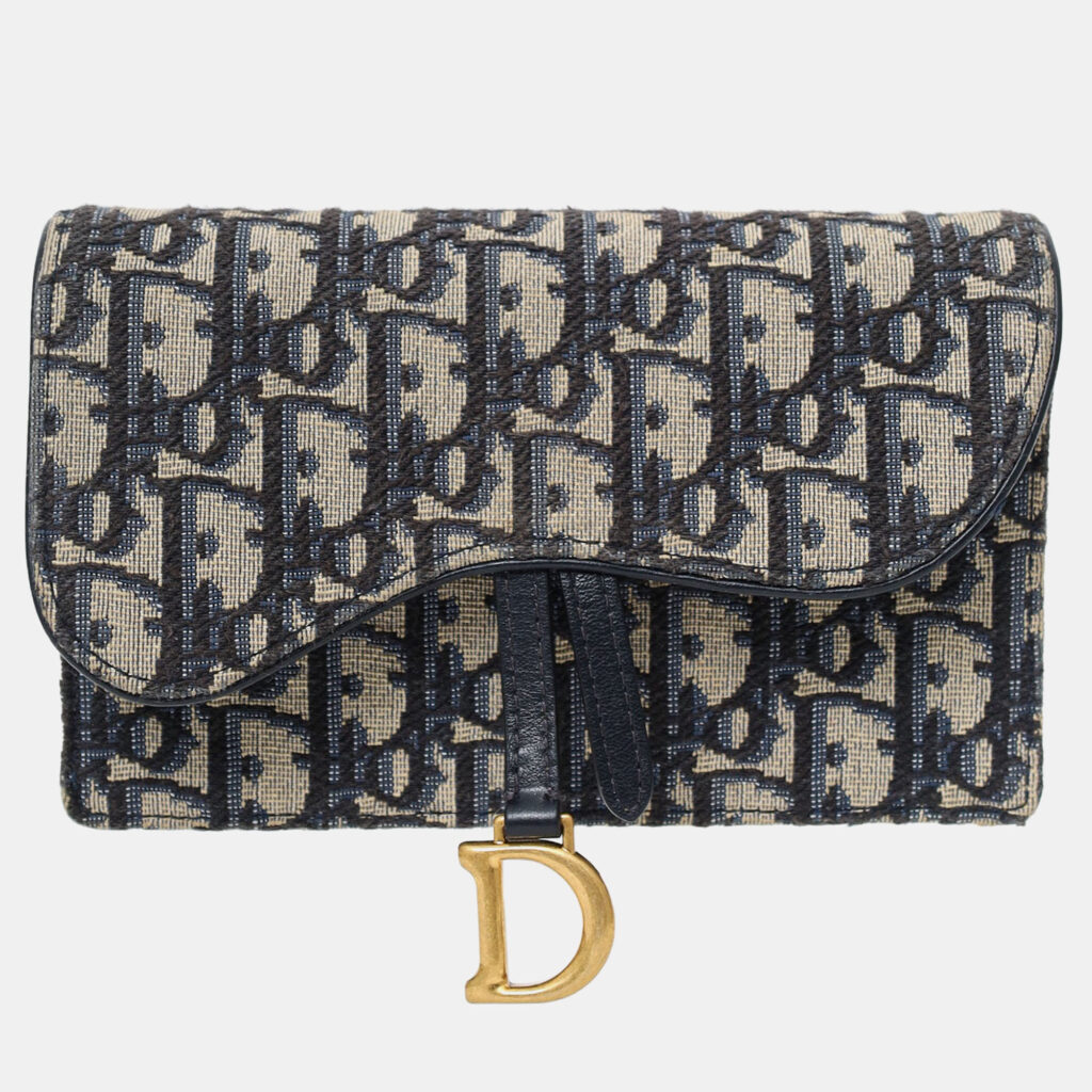 luxury-women-dior-used-handbags-p1248076-002.jpg Christian Dior 2022 Navy Oblique Jacquard Saddle Belt Pouch