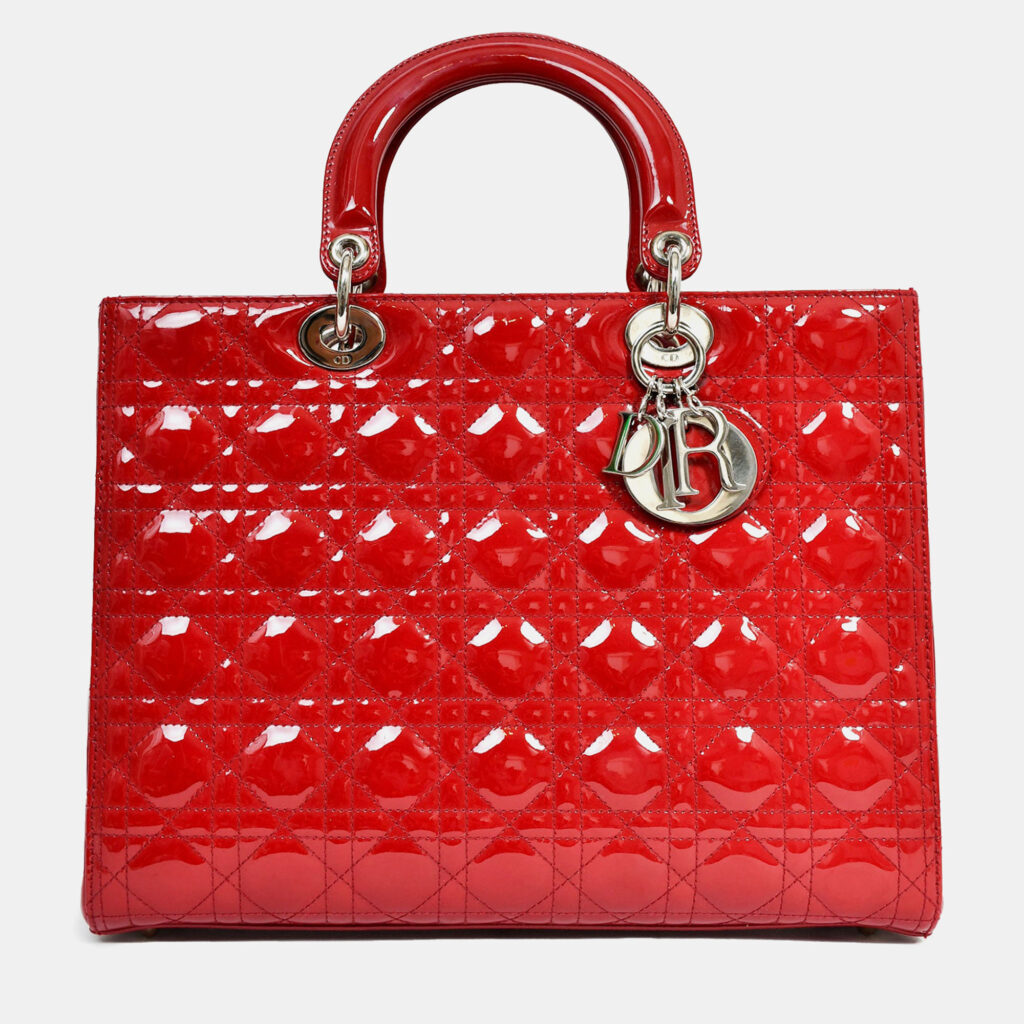 Christian Dior 2011 Red Patent Leather Large Lady Dior Christian Dior 2011 Red Patent Leather Large Lady Dior