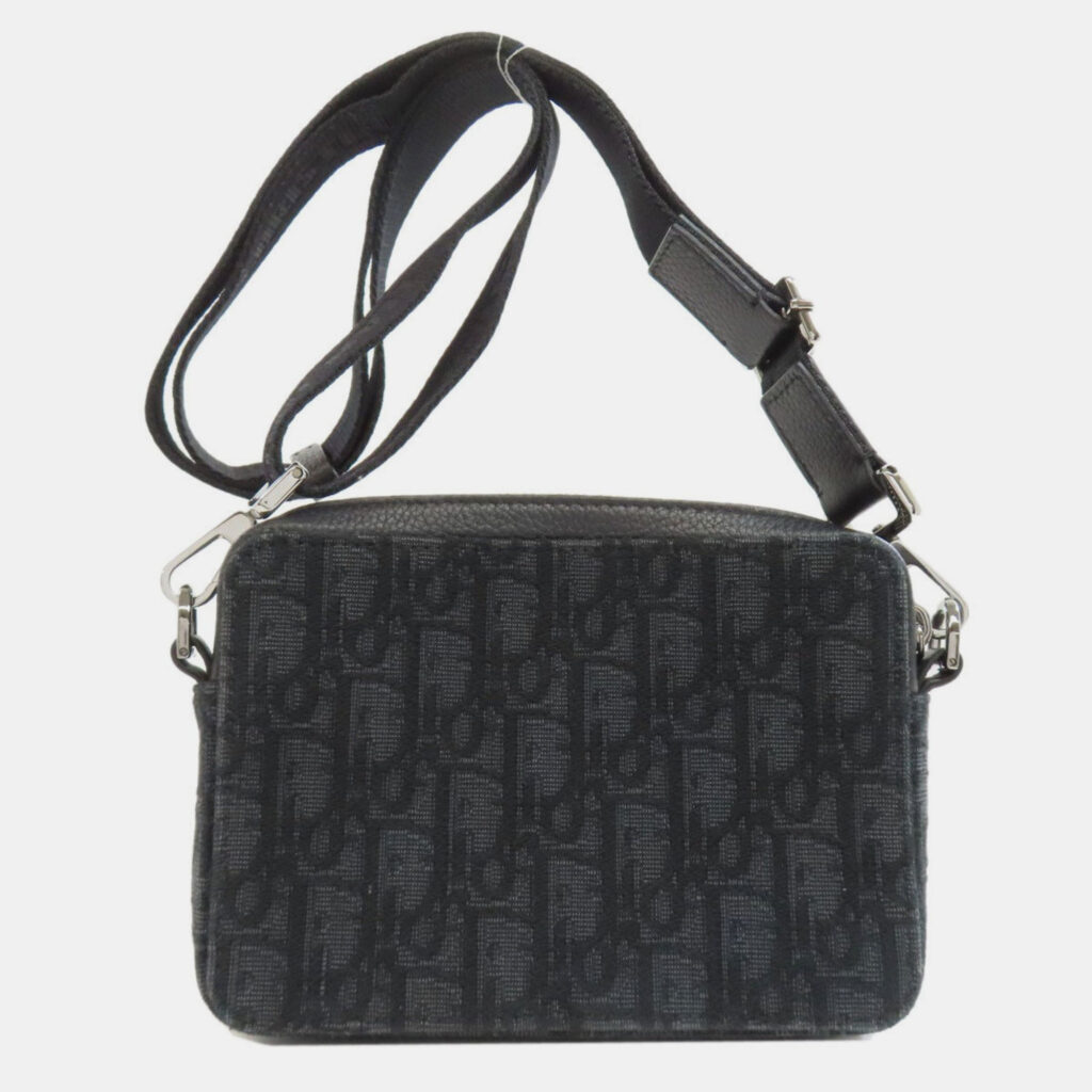 Christian Dior Oblique Black Canvas Shoulder Bag Christian Dior Oblique Black Canvas Shoulder Bag