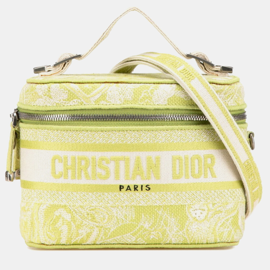 luxury-women-dior-used-handbags-p1248559-013-1.jpg Christian Dior Dior Toile Joue D'Hui Vanity Bag Handbag Shoulder Green Jacquard