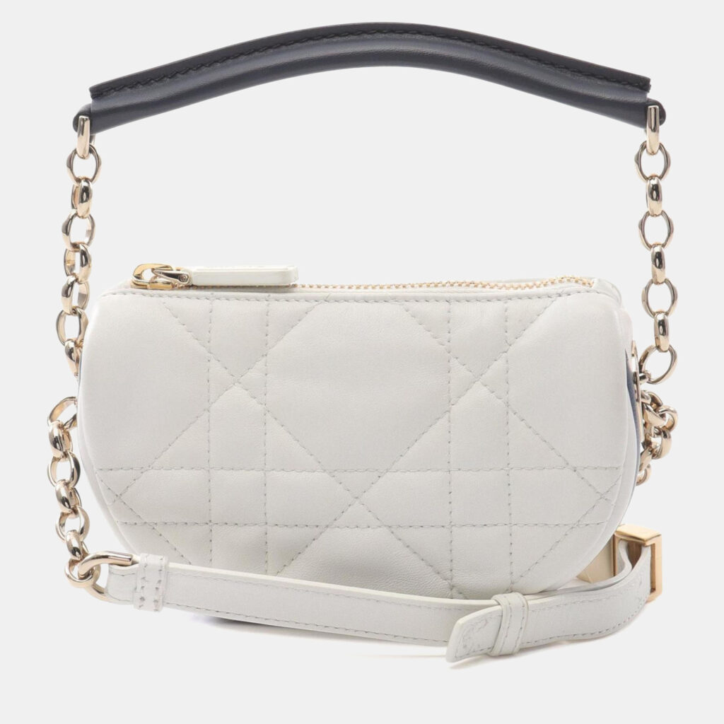 Christian Dior Dior Vibe Micro Shoulder Bag Leather White Navy Christian Dior Dior Vibe Micro Shoulder Bag Leather White Navy