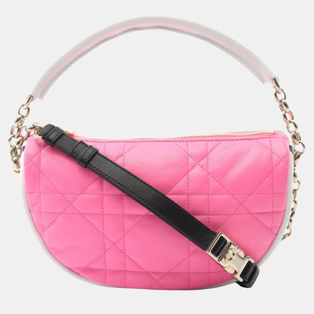 Christian Dior Dior Vibe Small Hobo Cannage Shoulder Bag Leather Pink White Black Christian Dior Dior Vibe Small Hobo Cannage Shoulder Bag Leather Pink White Black