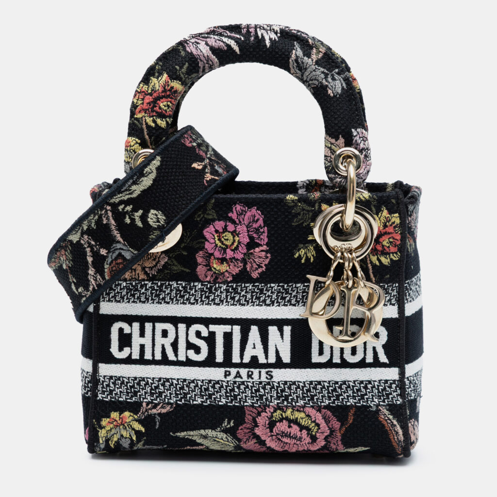 Dior Black Mini Embroidered Canvas Mille Fleurs Lady D Lite Dior Black Mini Embroidered Canvas Mille Fleurs Lady D Lite