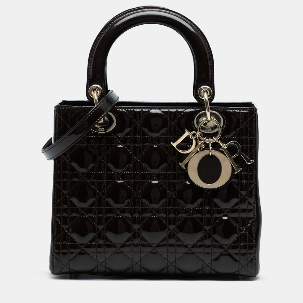 Dior Brown Medium Patent Cannage Lady Dior Dior Brown Medium Patent Cannage Lady Dior