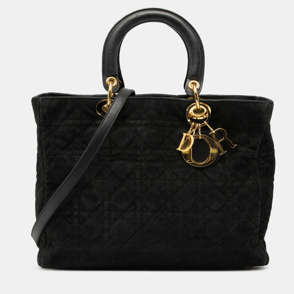 Dior Black Large Suede Cannage Lady Dior Dior Black Large Suede Cannage Lady Dior