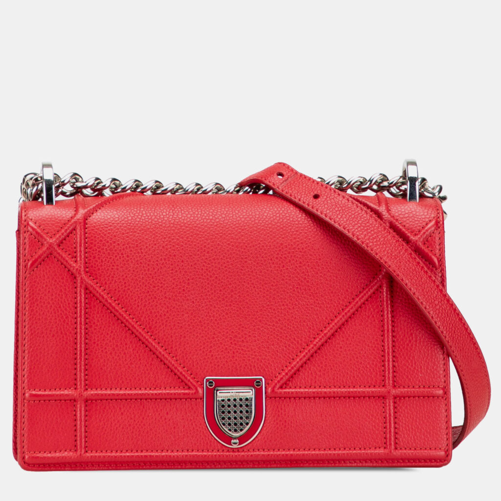 Dior Red Small Grained Calfskin Diorama Flap Dior Red Small Grained Calfskin Diorama Flap