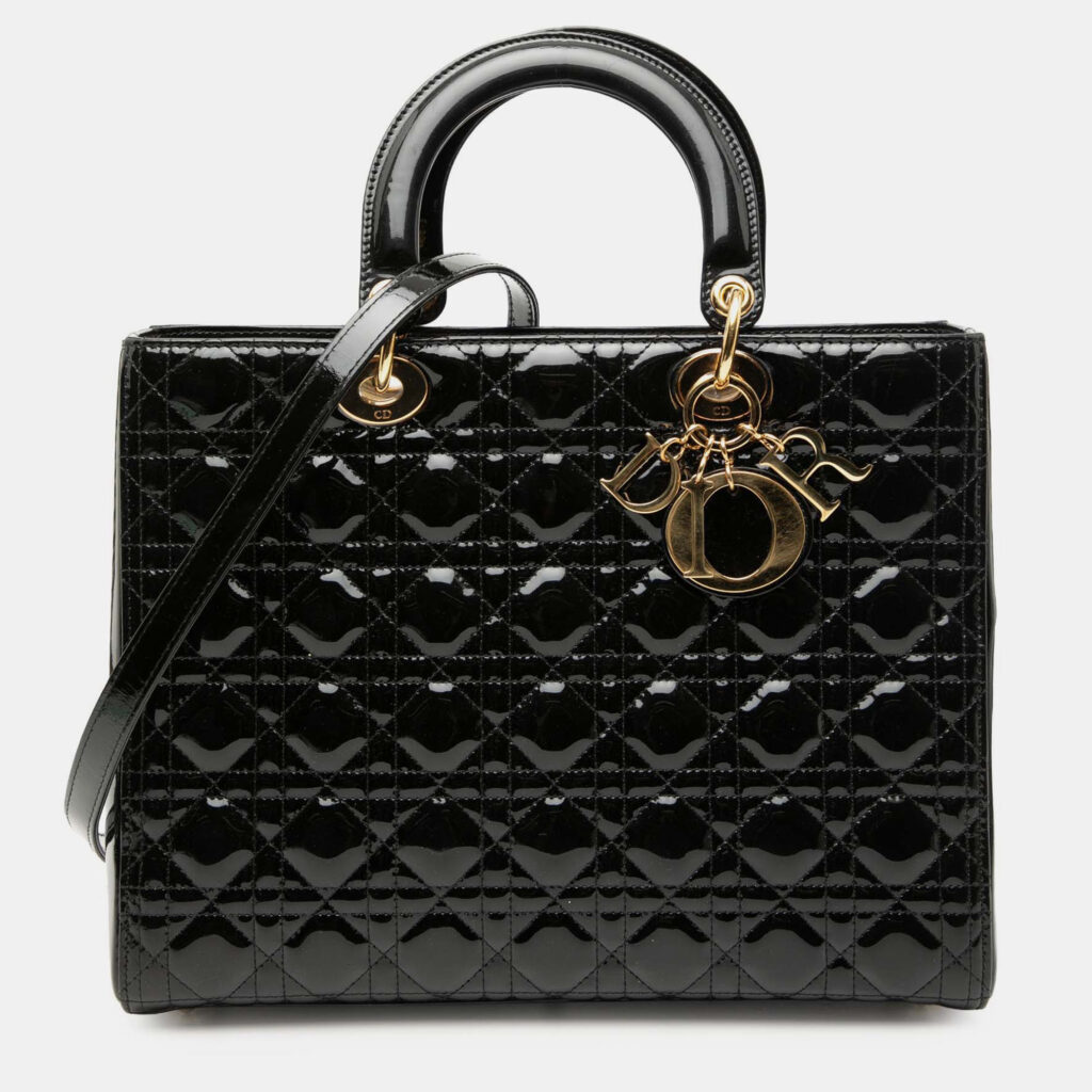Dior Black Large Patent Cannage Lady Dior Dior Black Large Patent Cannage Lady Dior