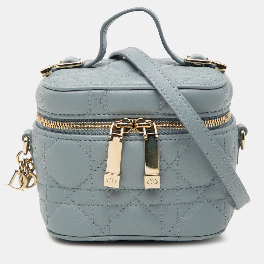 Dior Blue Micro Lambskin Cannage Lady Dior Vanity Case Dior Blue Micro Lambskin Cannage Lady Dior Vanity Case