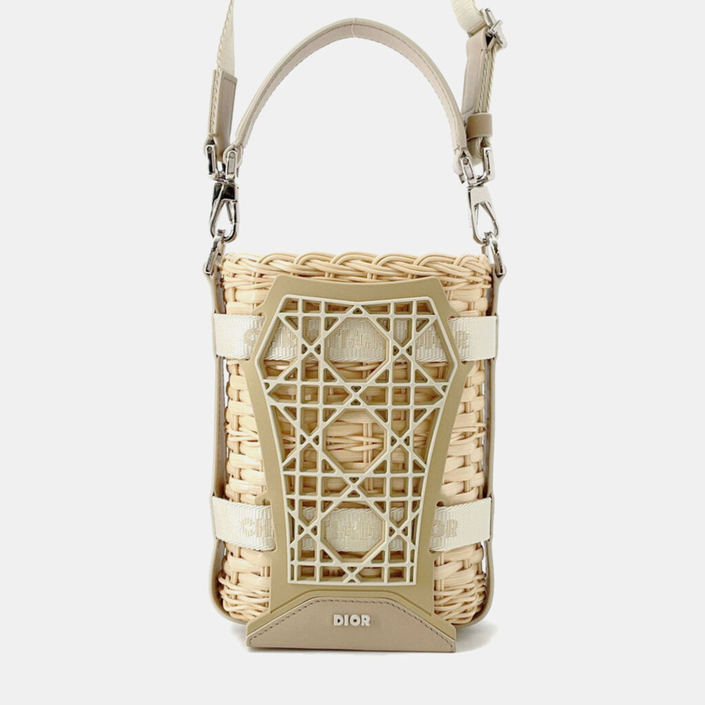 Dior Sahara 2-Way Bucket Bag Beige Raffia Leather Rubber Size Nano Dior Sahara 2-Way Bucket Bag Beige Raffia Leather Rubber Size Nano