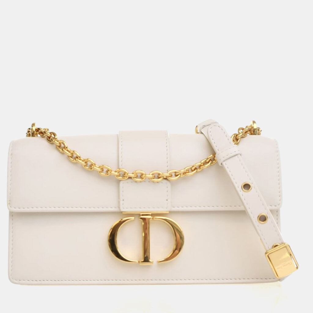 Dior White Calfskin 30 Montaigne East-West Bag