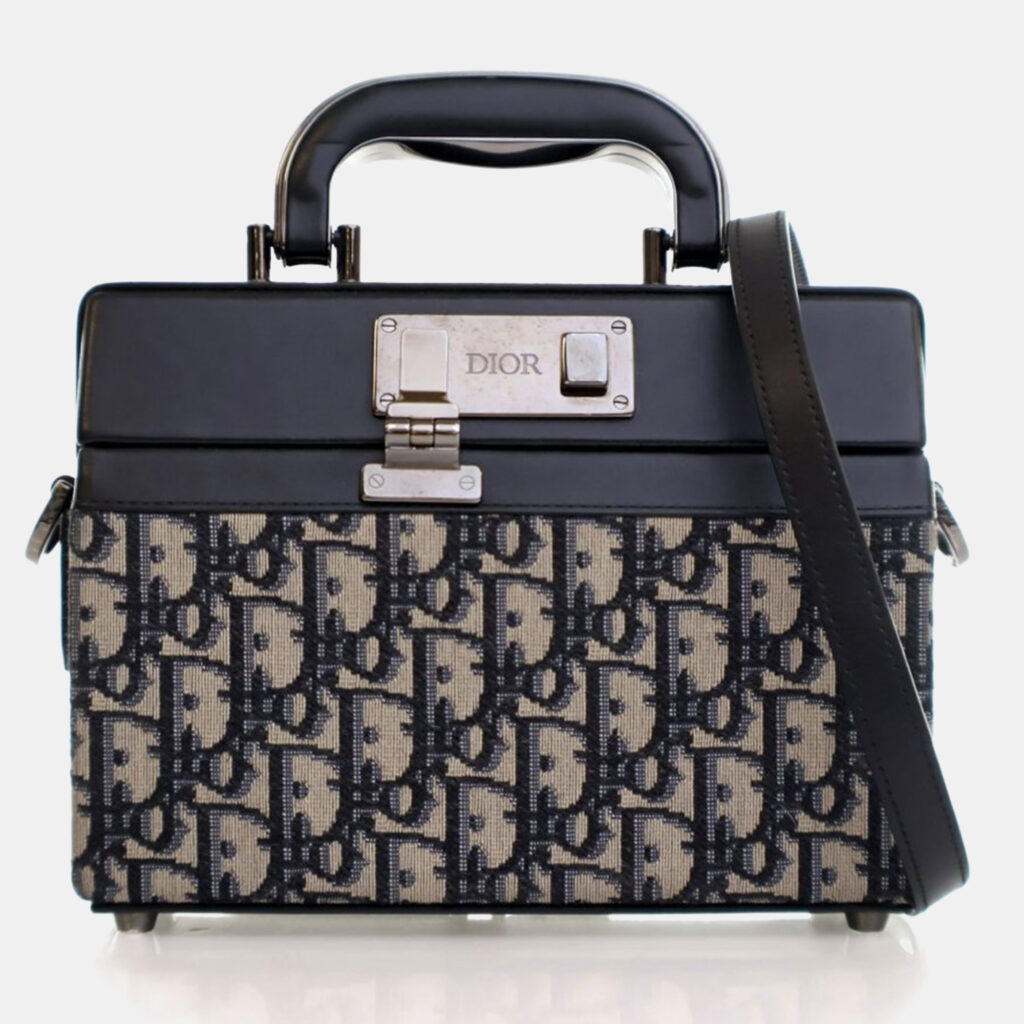 Dior Mini Beige/Navy Blue Oblique Lock Box Dior Mini Beige/Navy Blue Oblique Lock Box