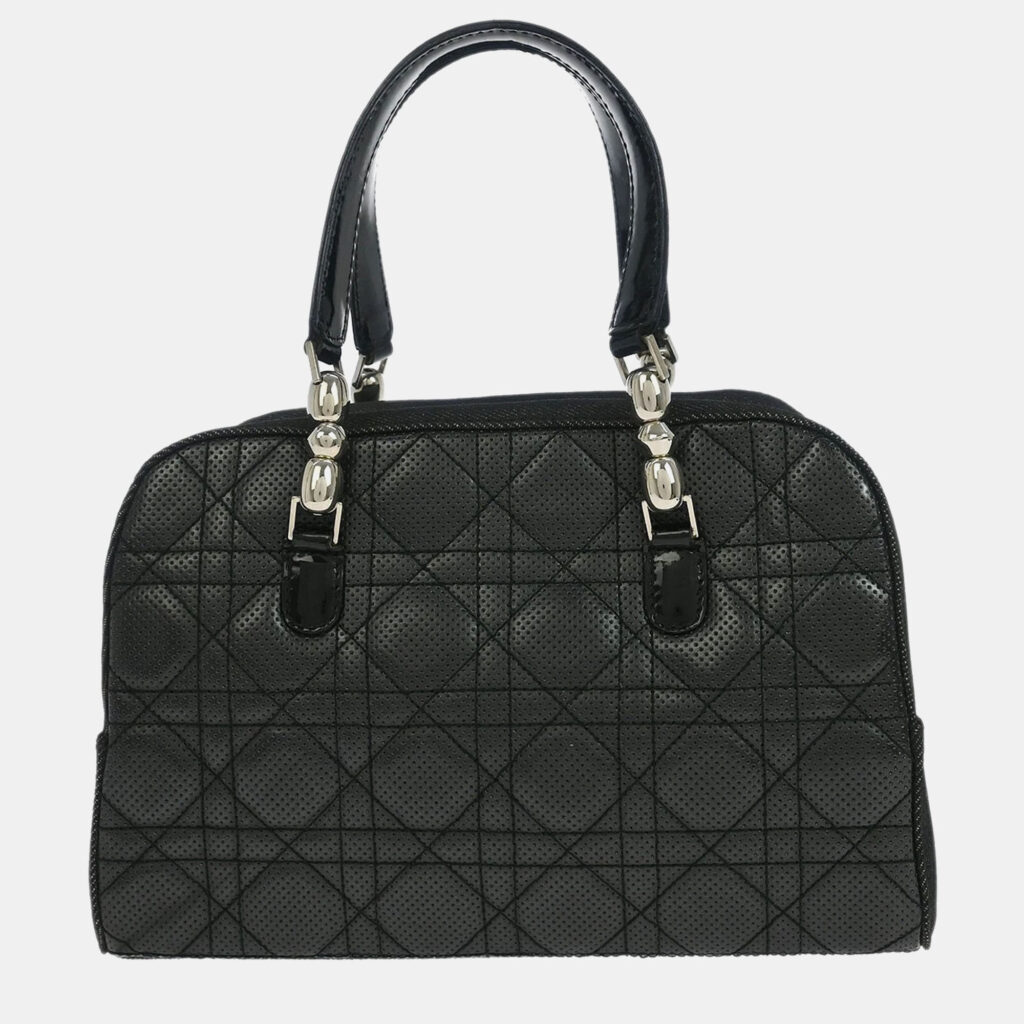 Christian Dior Black Denim Lambskin Malice Cannage Handbag
