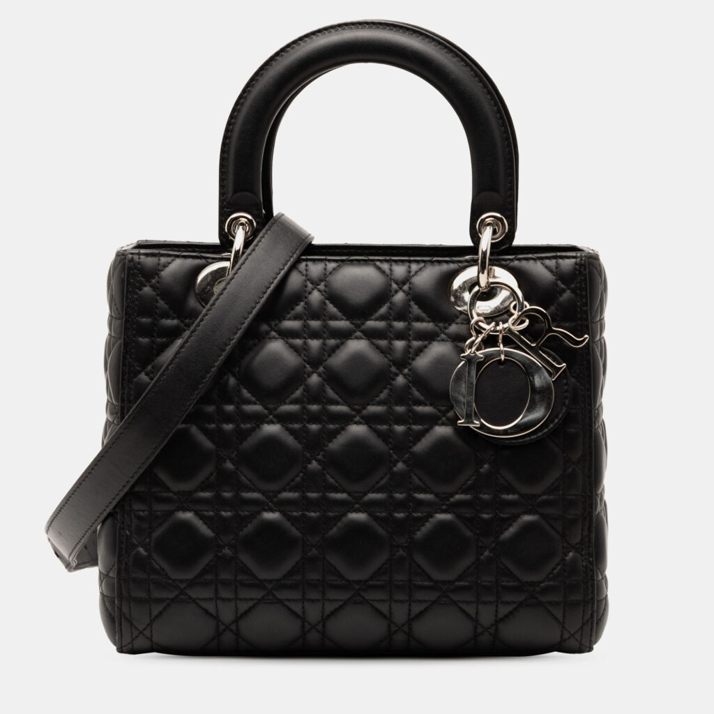 Dior Black Medium Lambskin Cannage Lady Dior