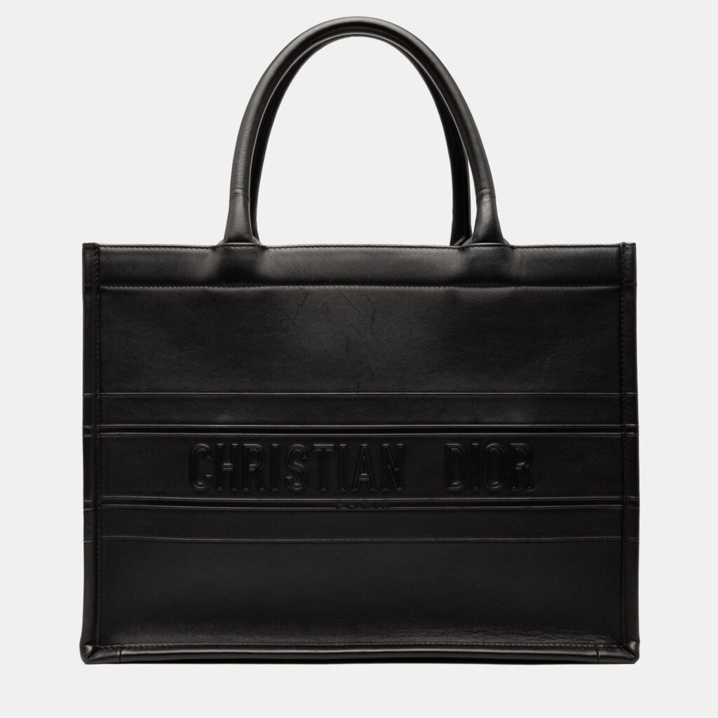 Dior Black Medium Embossed Leather Book Tote