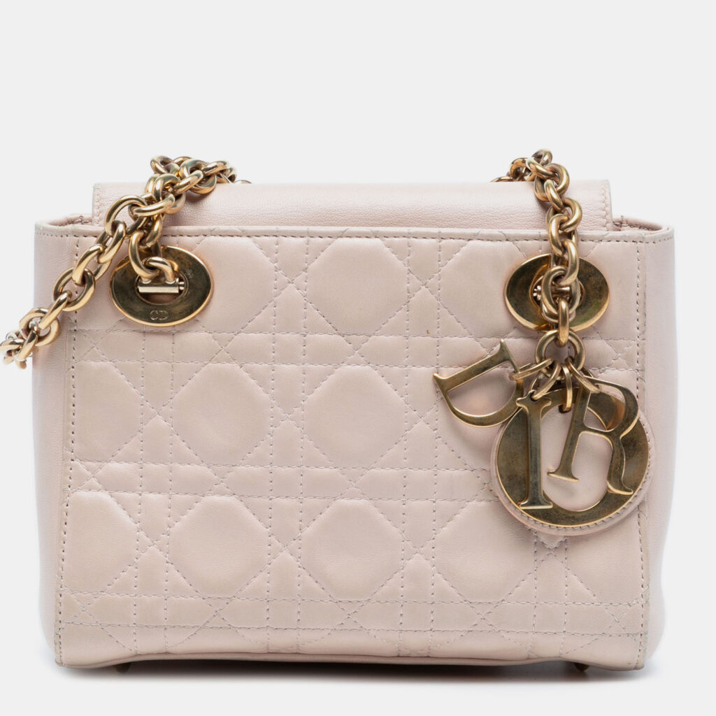 Dior Pink Lambskin Cannage Lady Dior Double Chain Bag Dior Pink Lambskin Cannage Lady Dior Double Chain Bag
