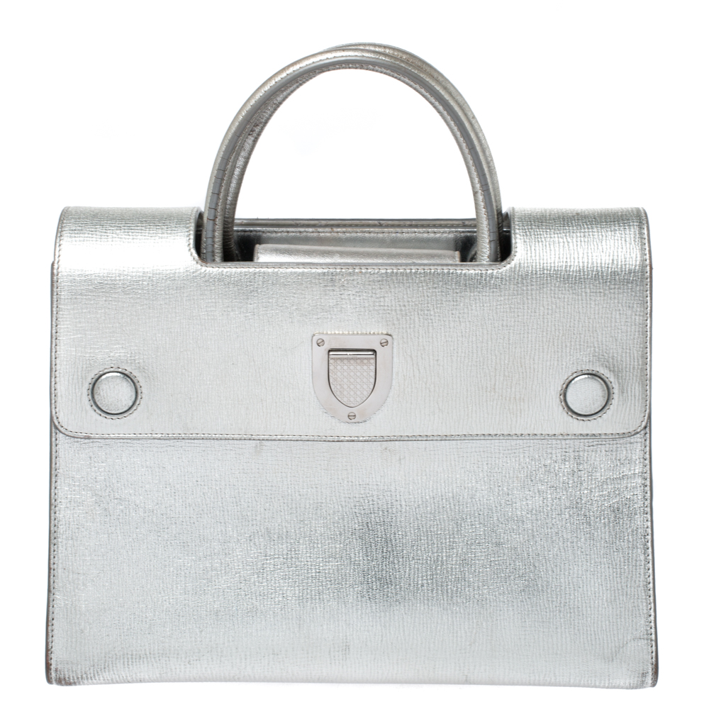 Dior Metallic Silver Leather Medium Diorever Bag Dior Metallic Silver Leather Medium Diorever Bag