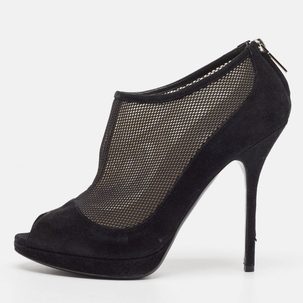 Dior Black Mesh and Suede Peep Toe Booties Size 39.5 Dior Black Mesh and Suede Peep Toe Booties Size 39.5