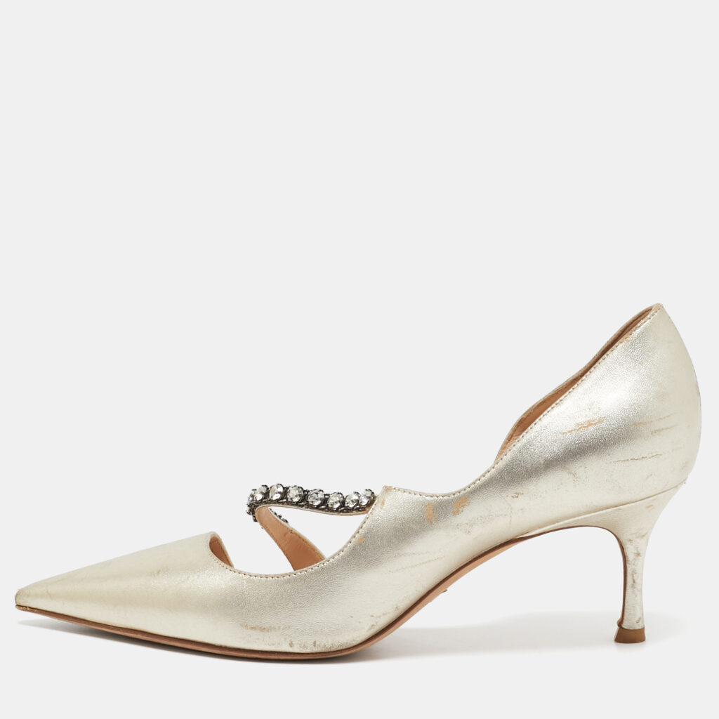Dior Gold Leather D'orsay Pointed Toe Pumps Size 38 Dior Gold Leather D'orsay Pointed Toe Pumps Size 38