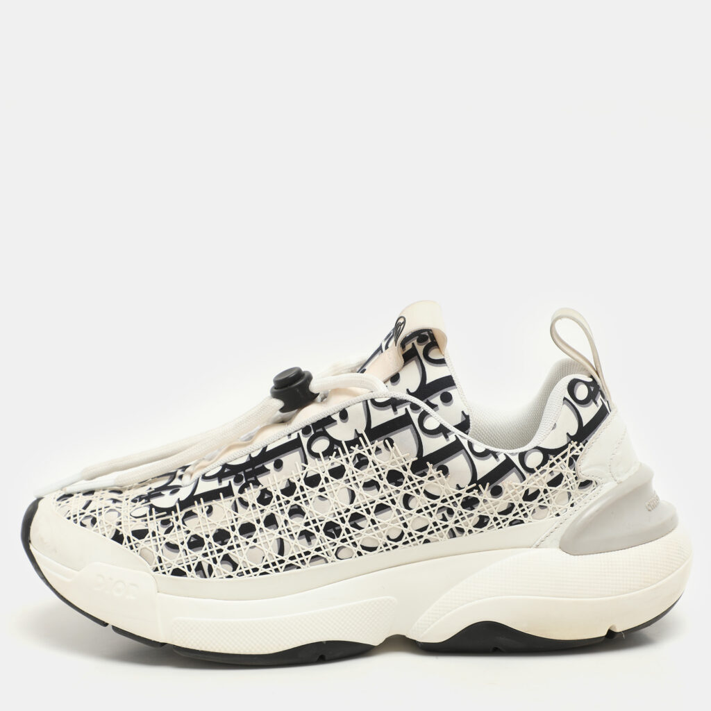 Dior White/Black Oblique Cannage Neoprene and Rubber B24 Low Top Sneakers Size 37 Dior White/Black Oblique Cannage Neoprene and Rubber B24 Low Top Sneakers Size 37