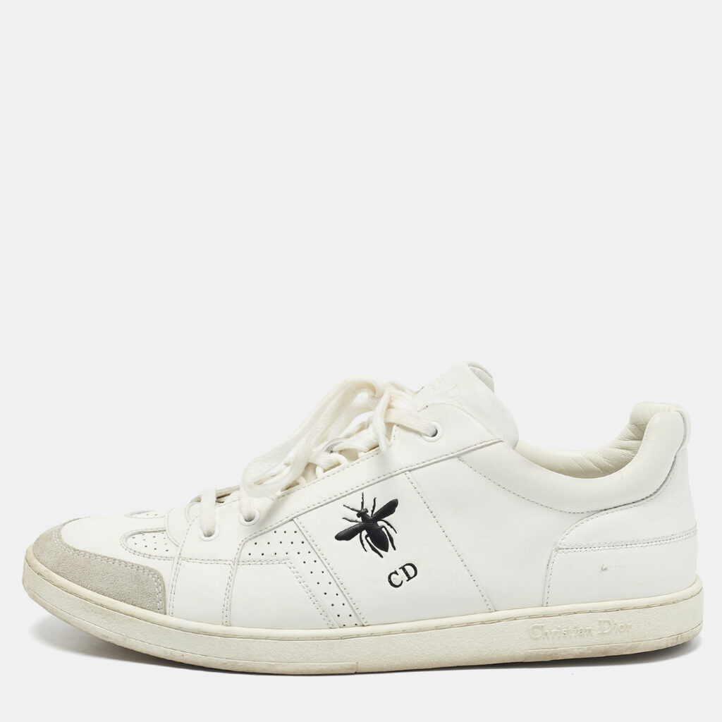 luxury-women-dior-used-shoes-p1153005-001-1.jpg Dior White/Grey Leather And Suede D Bee Low Top Sneakers Size 41