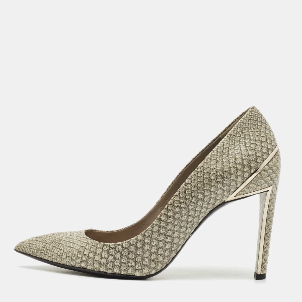 Dior Grey Python Embossed Leather Pointed Toe Pumps Size 40.5 Dior Grey Python Embossed Leather Pointed Toe Pumps Size 40.5