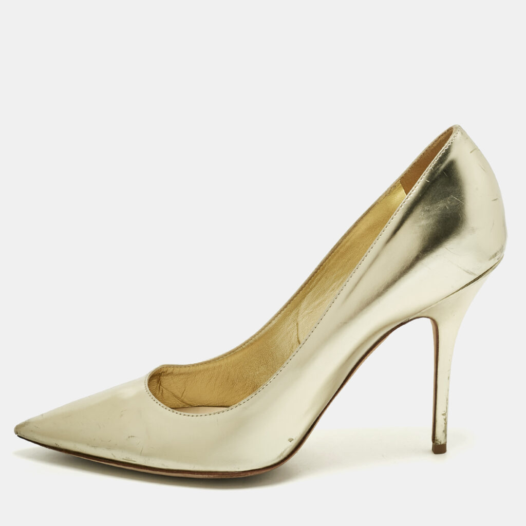 Dior Gold Patent Leather Cherie Pointed Toe Pumps Size 42 Dior Gold Patent Leather Cherie Pointed Toe Pumps Size 42