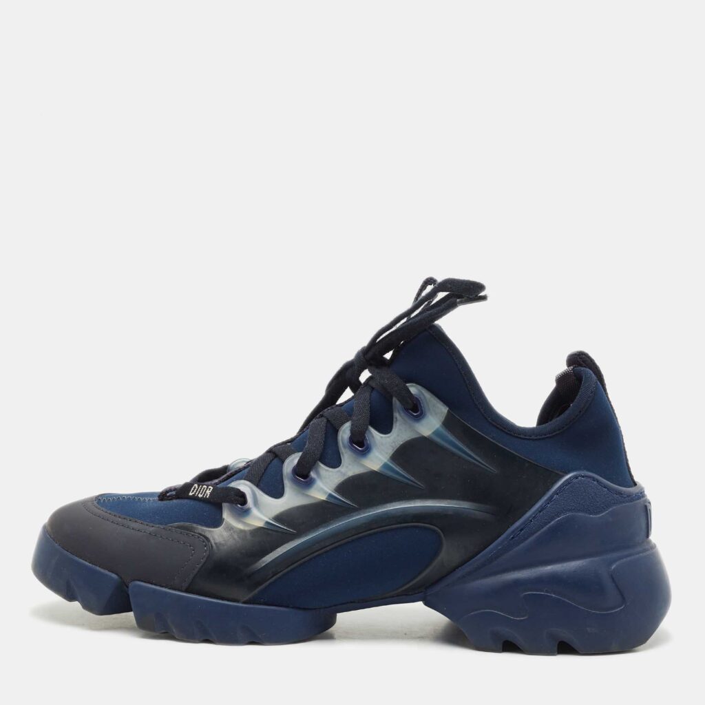 Dior Navy Blue Neoprene and PVC D-Connect Low Top Sneakers Size 38 Dior Navy Blue Neoprene and PVC D-Connect Low Top Sneakers Size 38