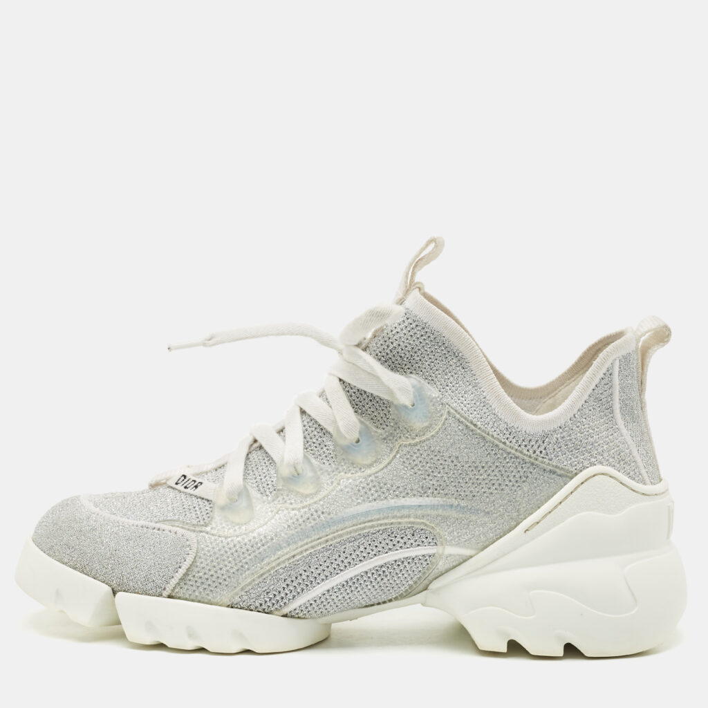 Dior Silver Knit Fabric D-Connect Sneakers Size 37.5 Dior Silver Knit Fabric D-Connect Sneakers Size 37.5
