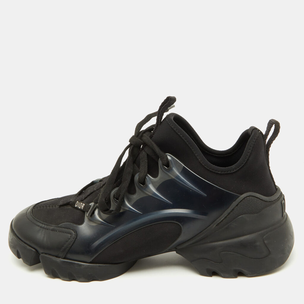 Dior Black Neoprene, Leather and Rubber D-Connect Low Top Sneakers Size 37 Dior Black Neoprene, Leather and Rubber D-Connect Low Top Sneakers Size 37