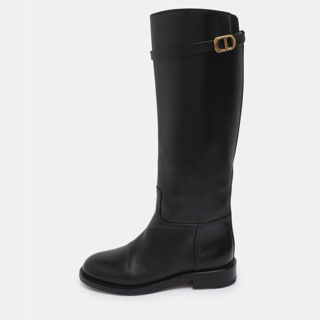 Dior Black Leather 30 Montaigne Knee Length Boots Size 36 Dior Black Leather 30 Montaigne Knee Length Boots Size 36