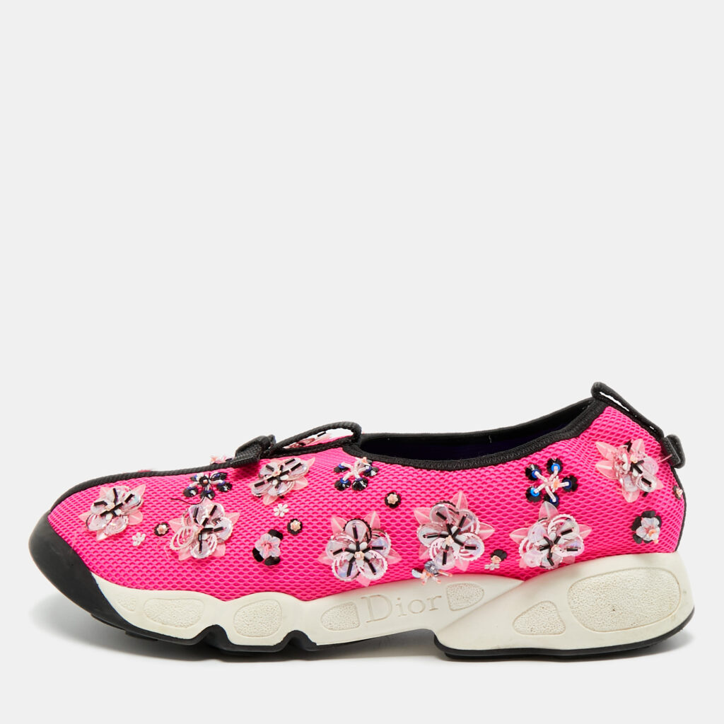 Dior Pink Mesh Crystal Embellished Fusion Sneakers Size 39 Dior Pink Mesh Crystal Embellished Fusion Sneakers Size 39