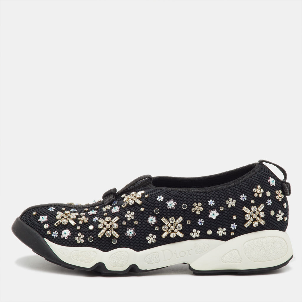 Dior Black Crystal Embellished Mesh Fusion Sneakers Size 38.5 Dior Black Crystal Embellished Mesh Fusion Sneakers Size 38.5