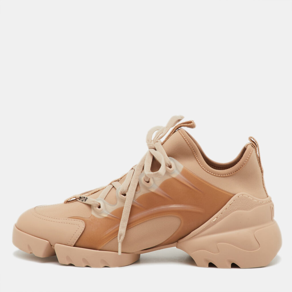 Dior Nude Neoprene and PVC D-Connect Low Top Sneakers Size 39 Dior Nude Neoprene and PVC D-Connect Low Top Sneakers Size 39