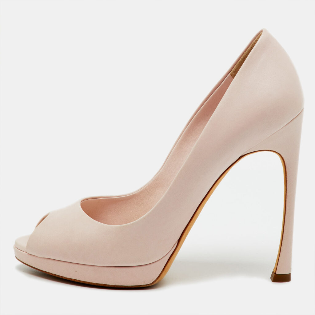 Dior Pink Leather Miss Dior Peep Toe Platform Pumps Size 38 Dior Pink Leather Miss Dior Peep Toe Platform Pumps Size 38