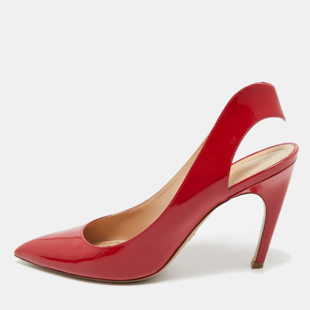 Dior Red Patent Leather Pointed Toe Slingback Pumps Size 40 Dior Red Patent Leather Pointed Toe Slingback Pumps Size 40