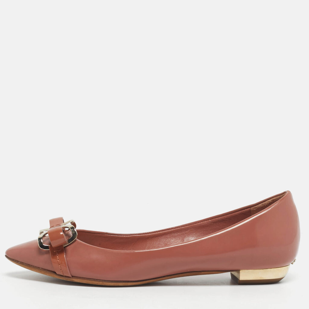 Dior Beige Patent Leather Bow Detail Pointed Toe Ballet Flats Size 36 Dior Beige Patent Leather Bow Detail Pointed Toe Ballet Flats Size 36