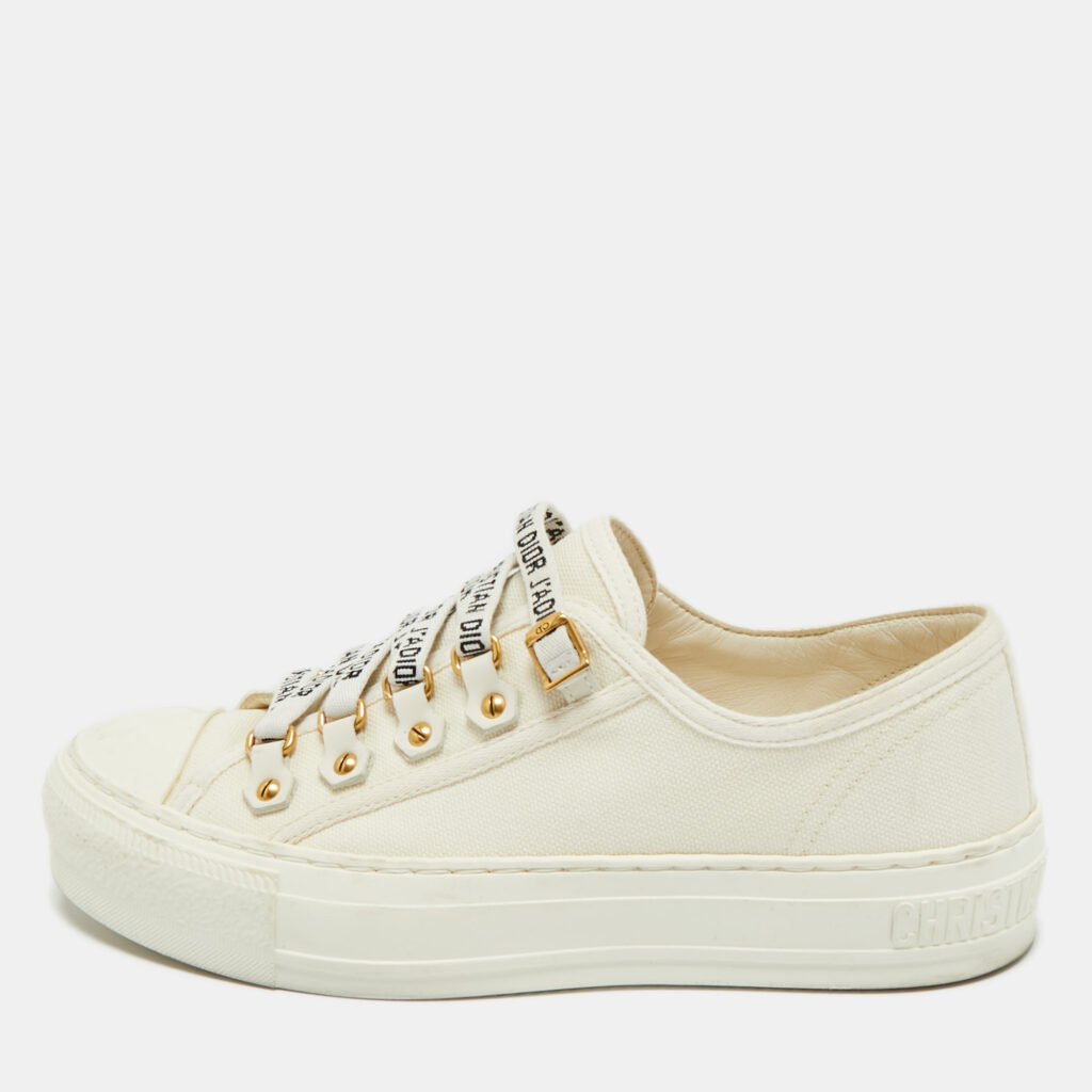 Dior White Canvas Walk'n'Dior Low Top Sneakers Size 35 Dior White Canvas Walk'n'Dior Low Top Sneakers Size 35