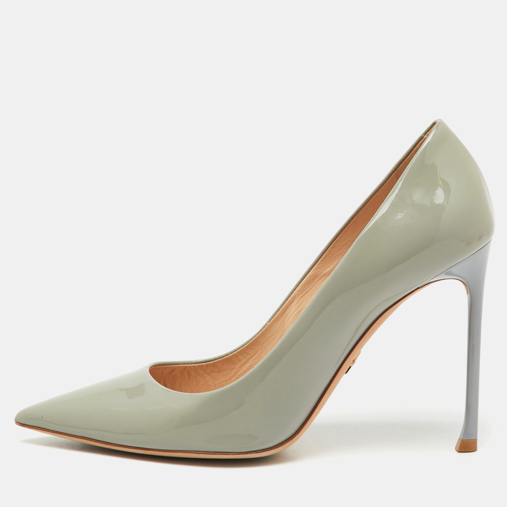 Dior Light Grey Patent Leather Cherie Pointed Toe Pumps Size 38 Dior Light Grey Patent Leather Cherie Pointed Toe Pumps Size 38
