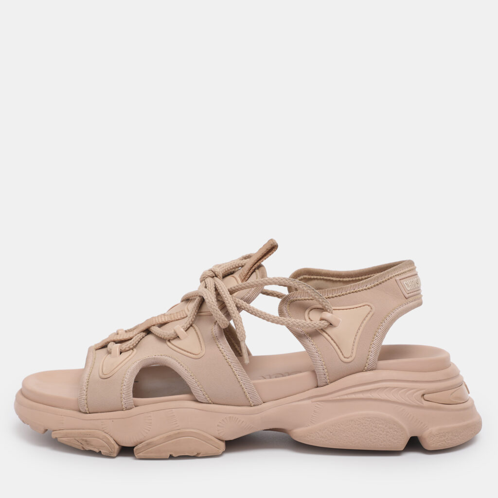 Dior Nude Pink Fabric D-Connect Flat Sandals Size 39 Dior Nude Pink Fabric D-Connect Flat Sandals Size 39