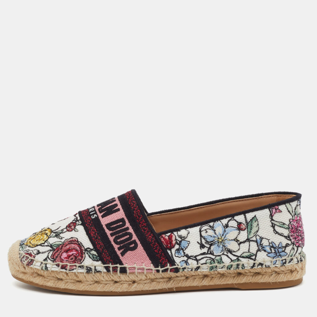 Dior Multicolor Floral Print Canvas Jardin d'Hiver Granville Espadrille Flats Size 38 Dior Multicolor Floral Print Canvas Jardin d'Hiver Granville Espadrille Flats Size 38