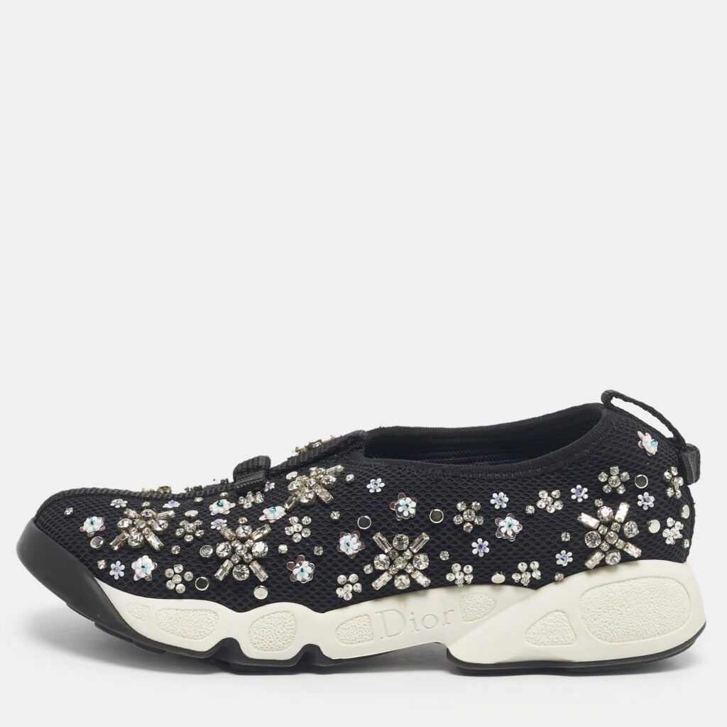 Dior Black Mesh Embellished Fusion Sneakers Size 35,5 Dior Black Mesh Embellished Fusion Sneakers Size 35,5